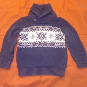 Cute 4T Sweater, Navy & White Children's Place Fair Isle sweater with cowl neck